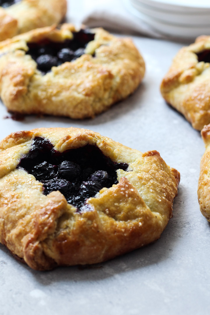 Blueberry galettes with a cornmeal crust