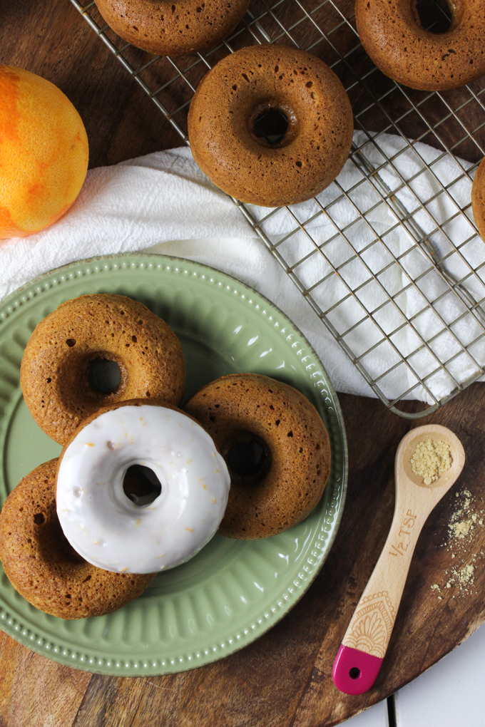 Gingerbread Doughnuts with Orange Ginger Glaze