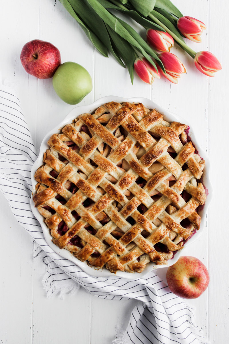 Blueberry apple pie with a lattice crust
