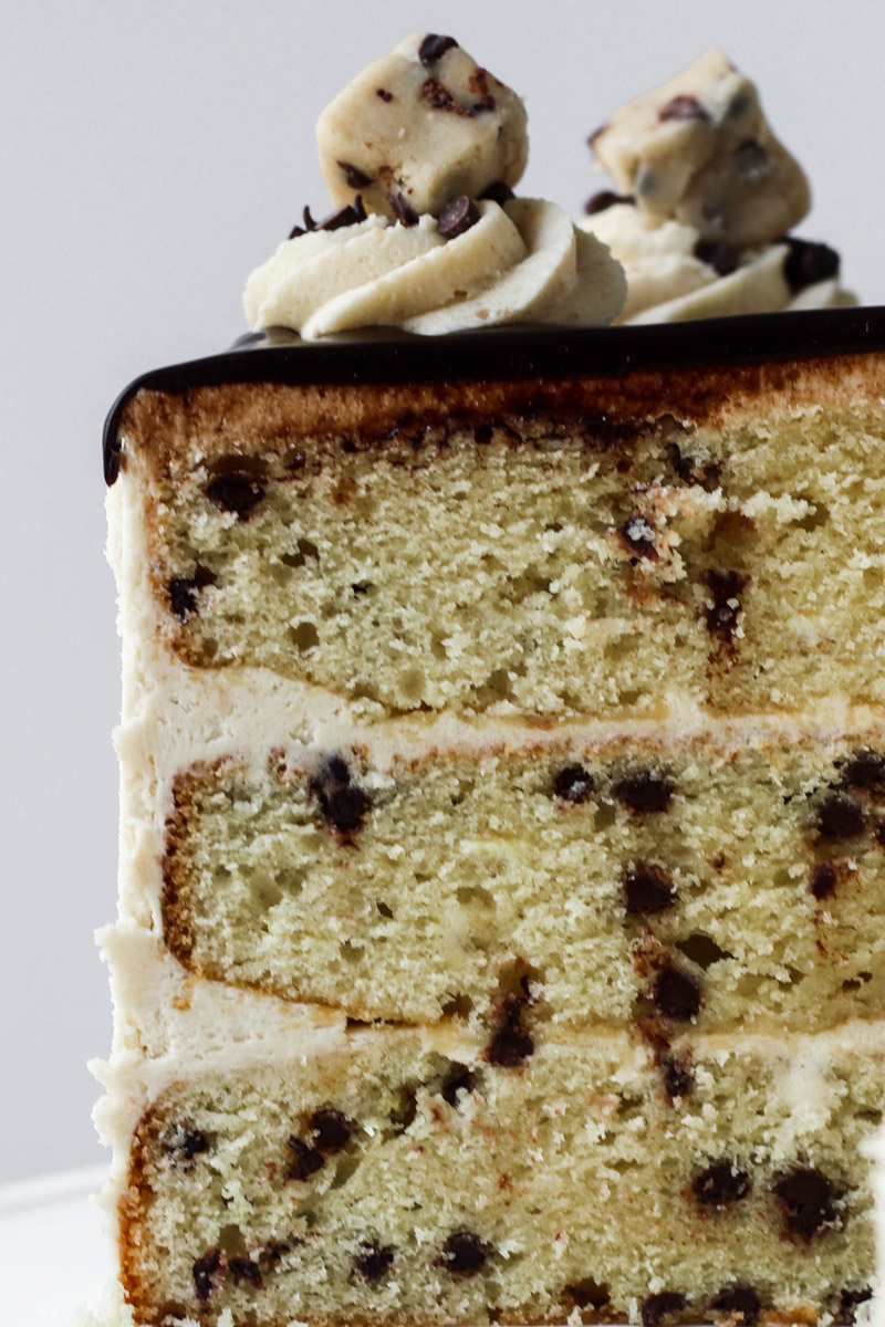 Sliced cookie dough cake