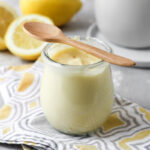 Jar of homemade lemon cream with spoon