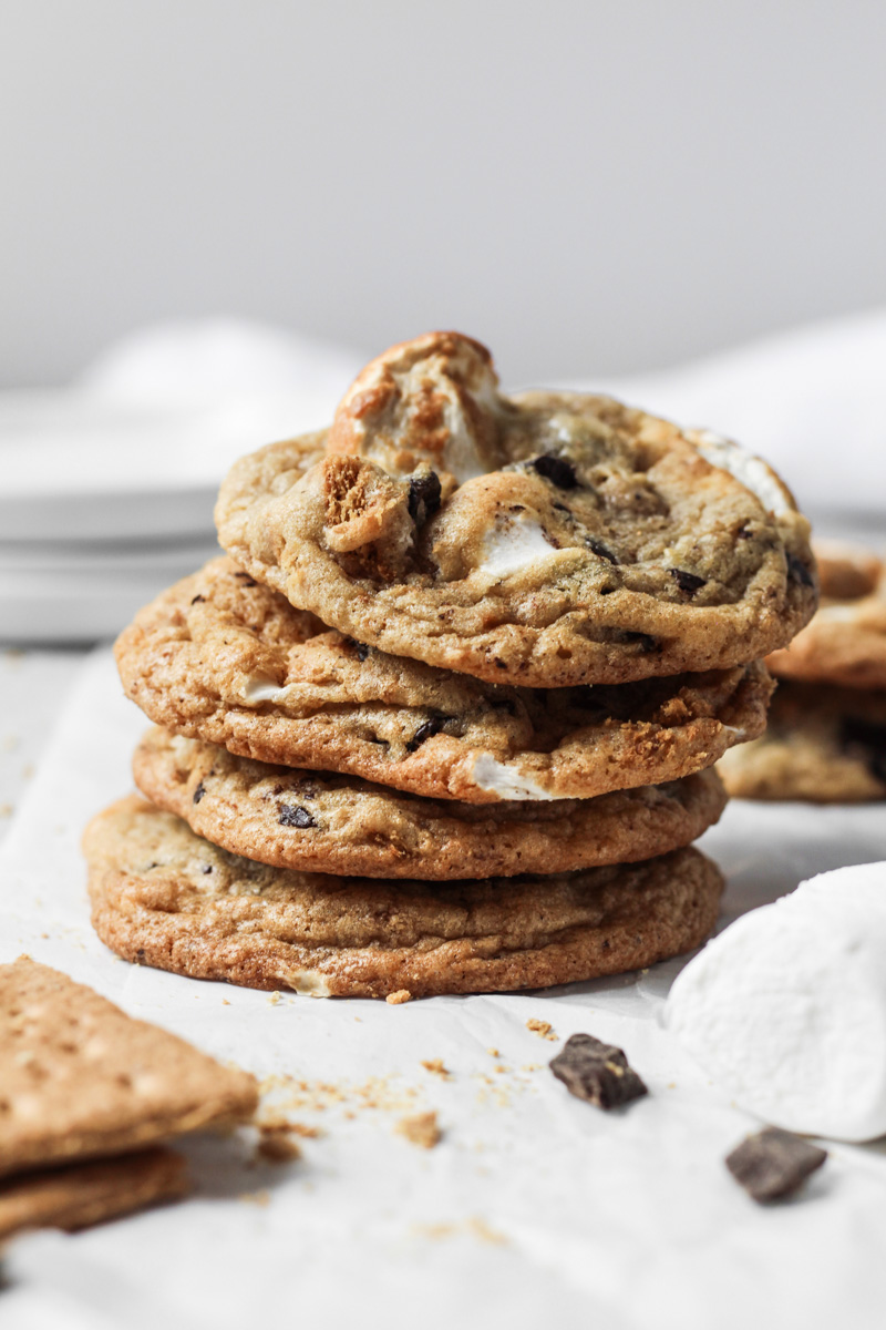 Stack of s'mores cookies