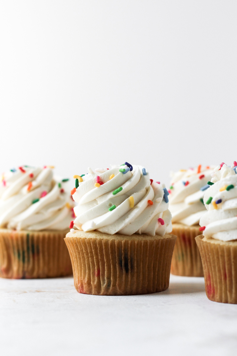Funfetti cupcakes with vanilla buttercream and rainbow sprinkles