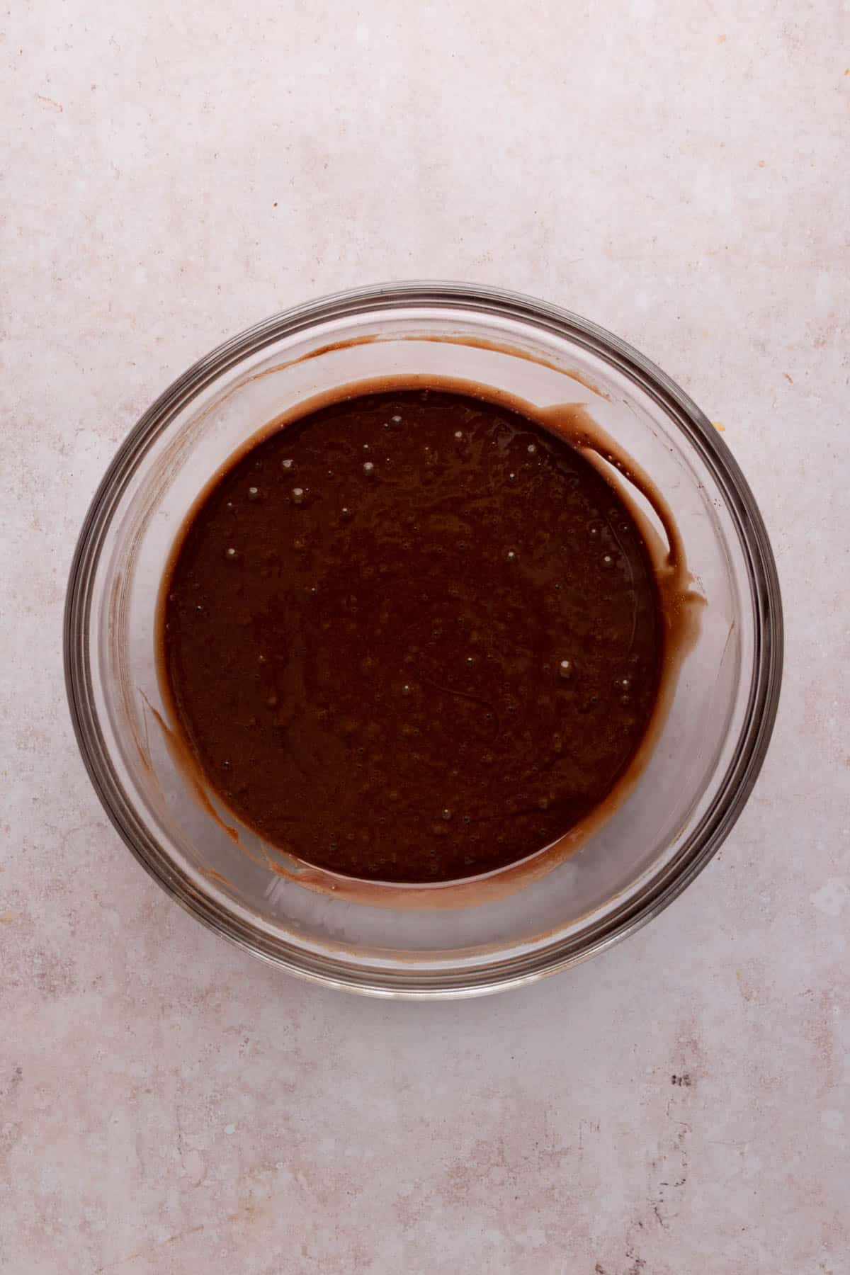 Chocolate cupcake batter in a bowl.