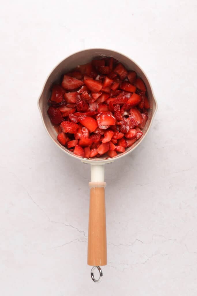 Strawberry filling ingredients added and mix in a small saucepan.