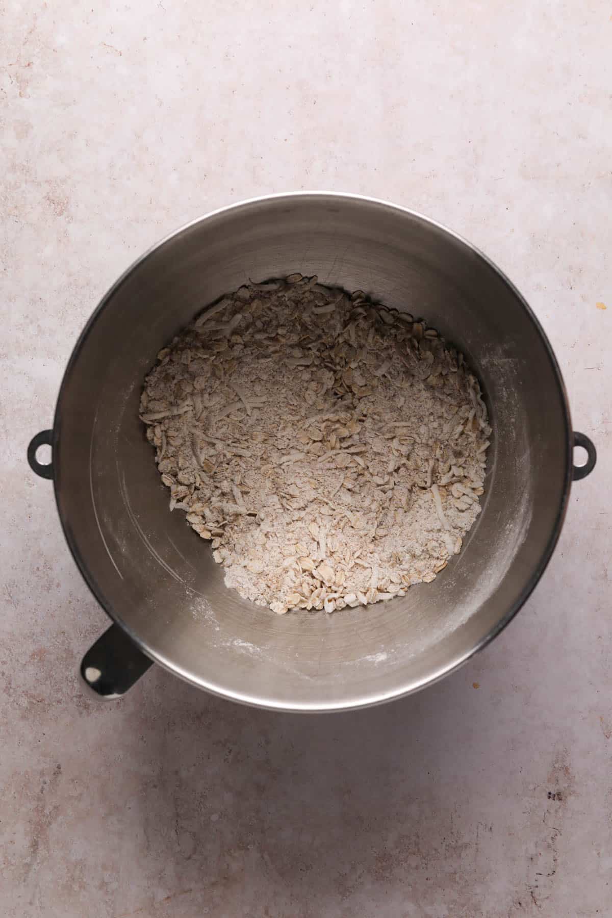 Whisked dry ingredients for crisp topping.